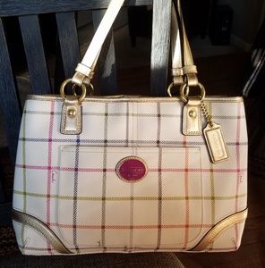 👜 Multi Colored Coach Tattersall Bag